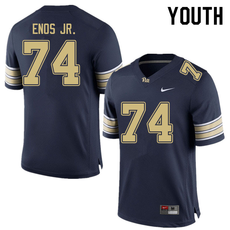 Youth #74 Terrence Enos Jr. Pitt Panthers College Football Jerseys Sale-Navy